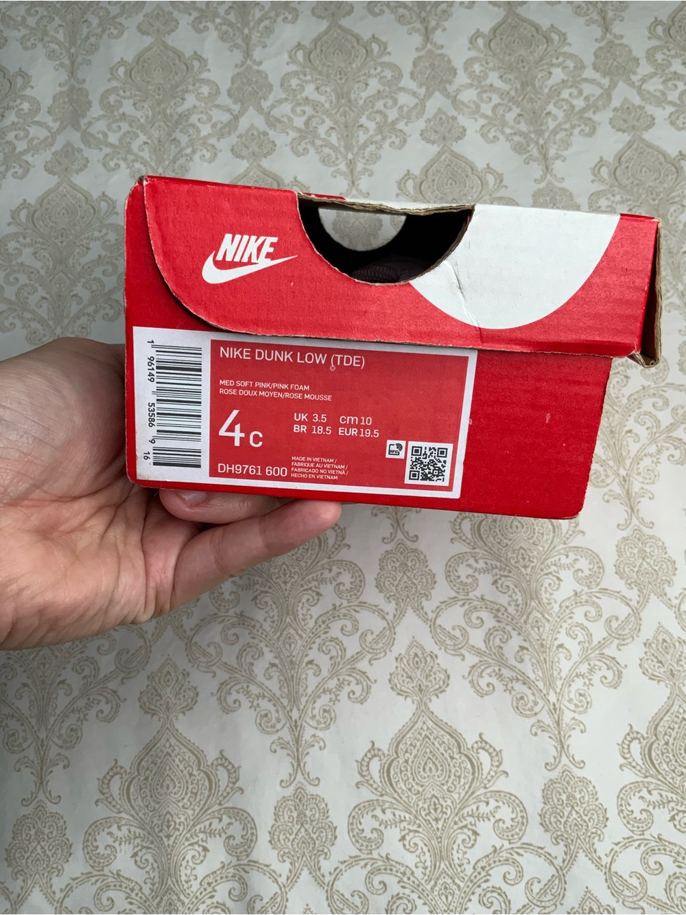 Nike Dunk Low Toddler Girls Size 4C Pink Foam Hyper Pink Sneakers - Picture 2 of 11